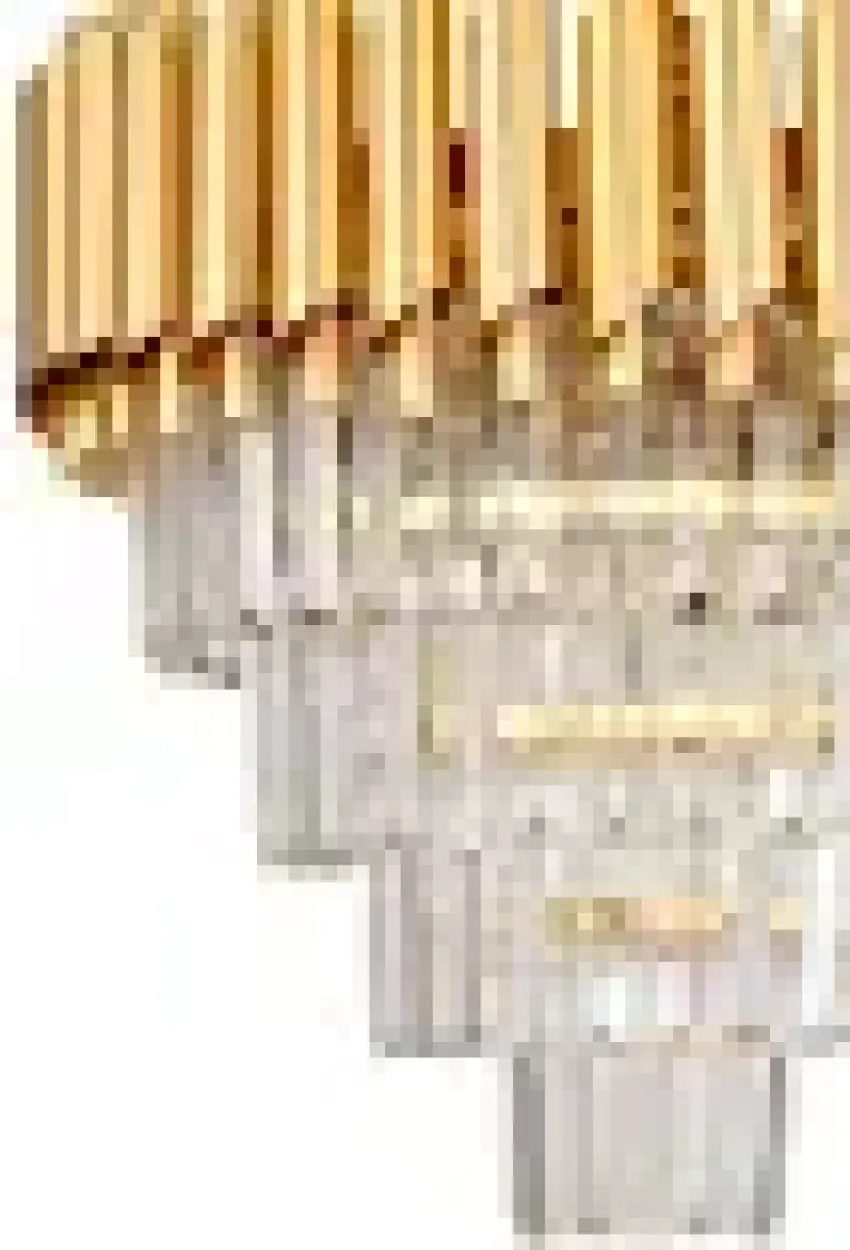 Mediterian Parlak Kristal Taşlı Modern Sarı Yaldız Avize, 4 Ampüllü, 45×60 cm