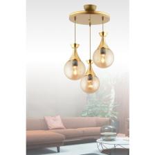 Woodhub Minel 3 Lü Sarkıt Tepsi Eskitmeye Gold Yaldızlı Glop Camlı Avize