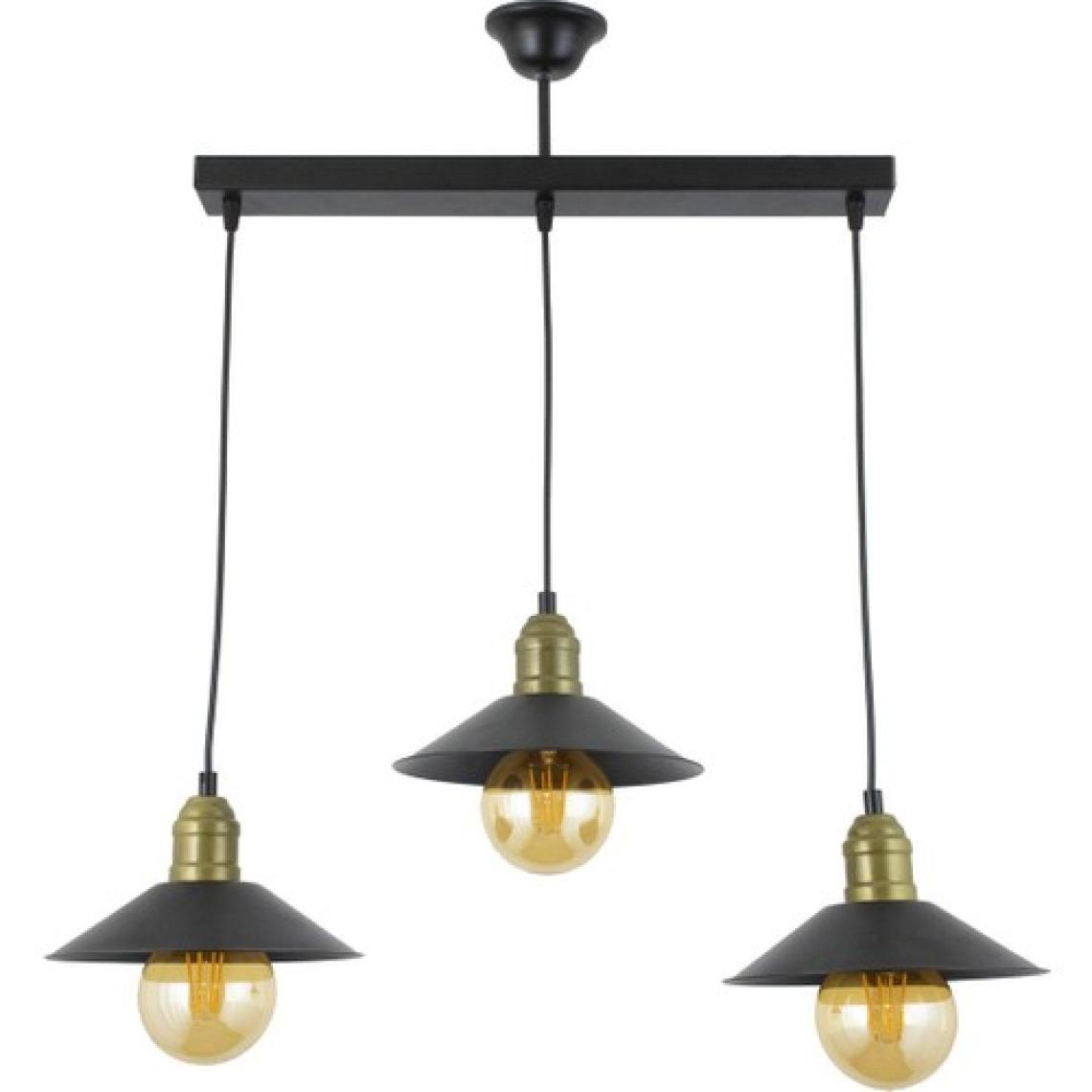 Lambadar Üçlü Siyah Retro Rustik Model Modern Metal Sarkıt Avize