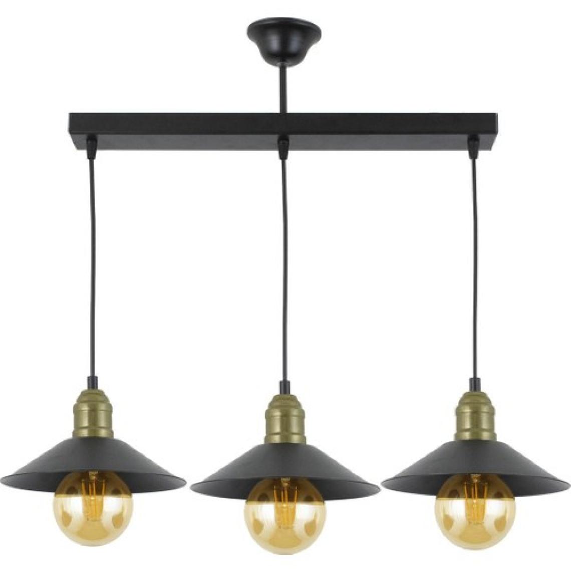 Lambadar Üçlü Siyah Retro Rustik Model Modern Metal Sarkıt Avize