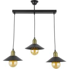 Lambadar Üçlü Siyah Retro Rustik Model Modern Metal Sarkıt Avize