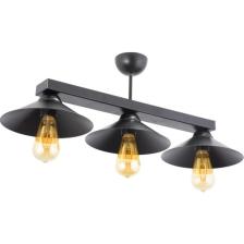 Lambadar Retro Rustik Model Metal Üçlü Siyah Profonyer Avize