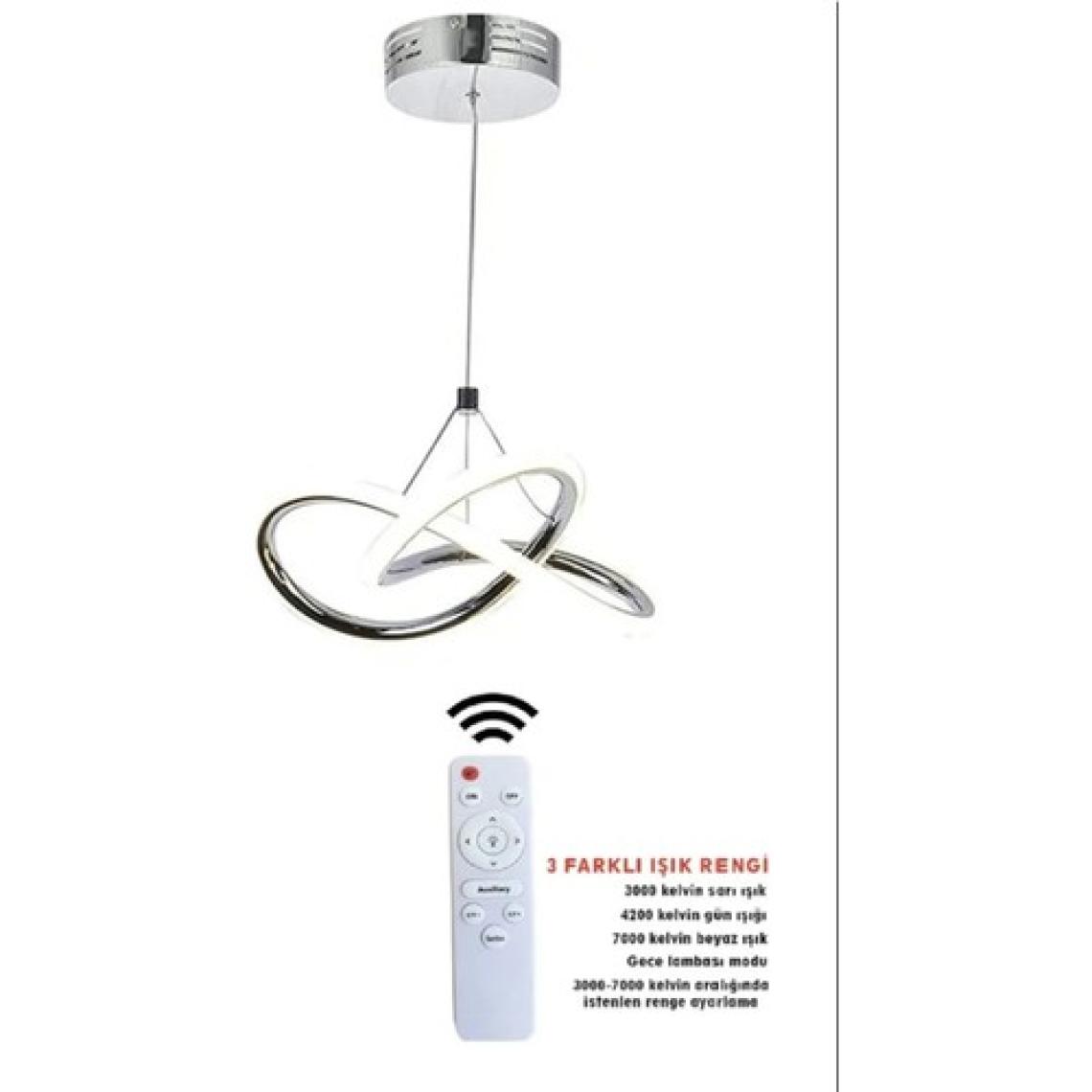 Woodhub 3 Renk Krom Kumandalı Dimmerli 4 Modlu Modern Sarkıt LED Avize