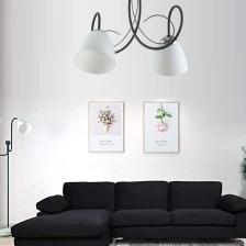 Ömür Avize Betül Siyah Modern Beyaz Opal Camlı Ikili Avize