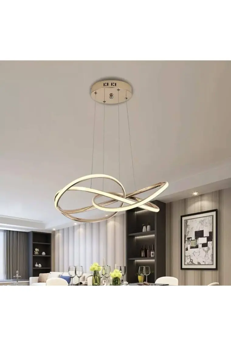 Burenze Dimmerli Modern Sarkıt LED Avize Gold Sarı Kademeli 3 Renk Işık Kumandalı BURENZE975