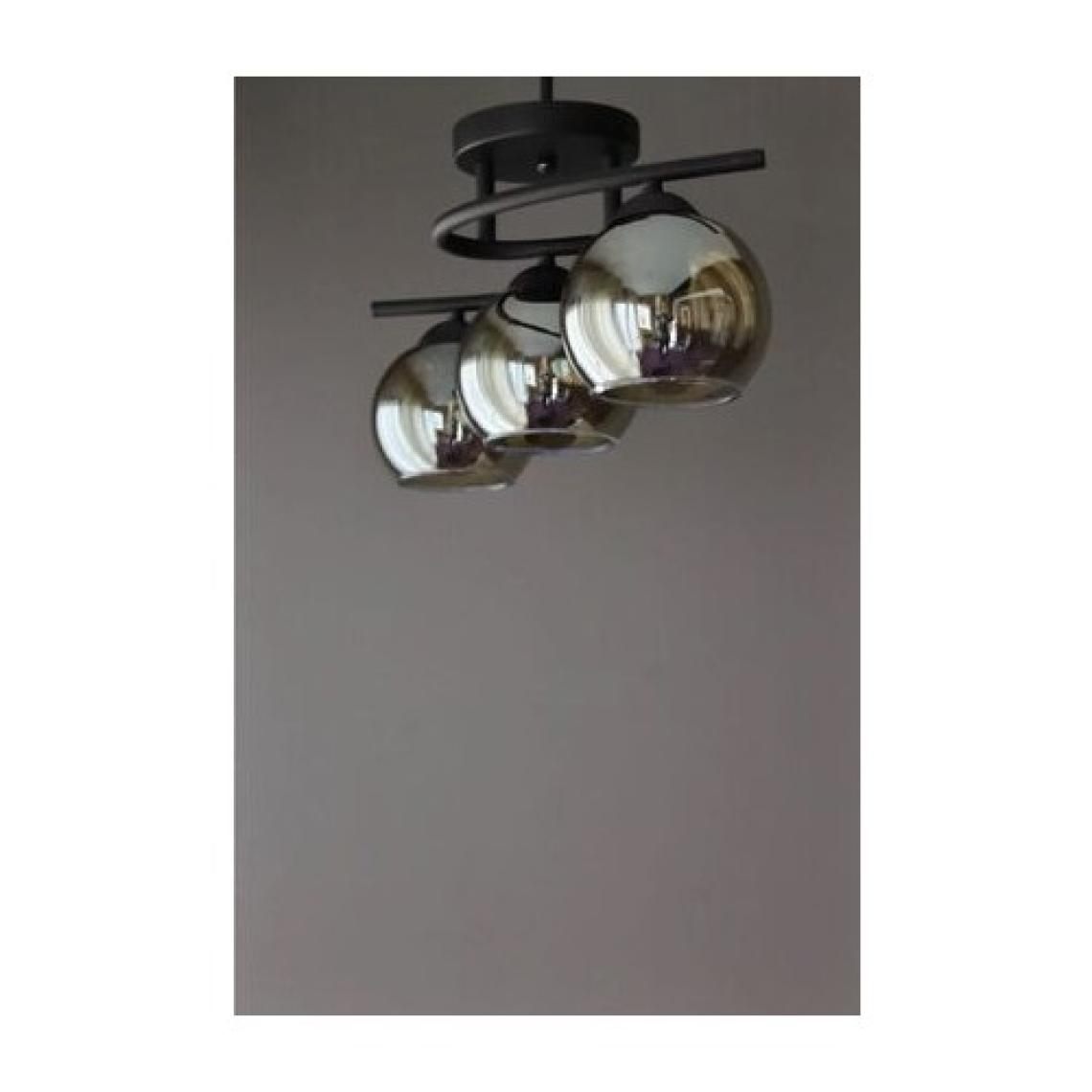 Fer Avize Fuji Modern Dekoratif Siyah Renk Füme Camlı Salon - Mutfak - Yatak Odası 3 Lü Avize