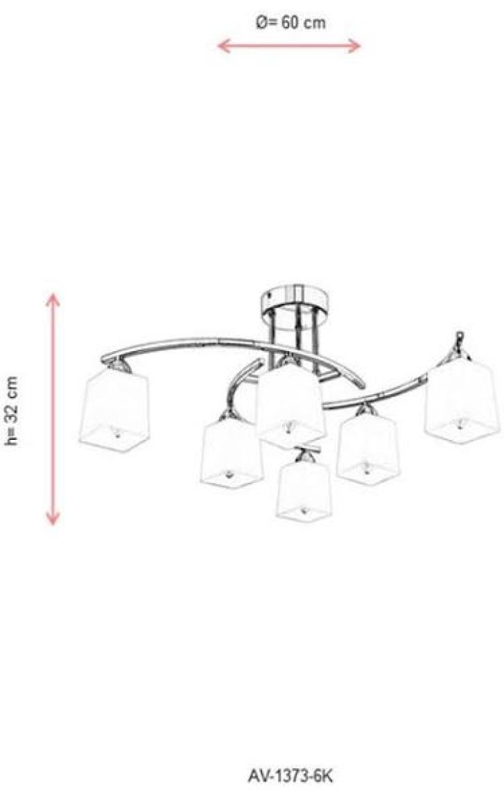 AVONNI AV-1373-6E Eskitme Kaplama Modern Avize E14 Metal Cam 60cm