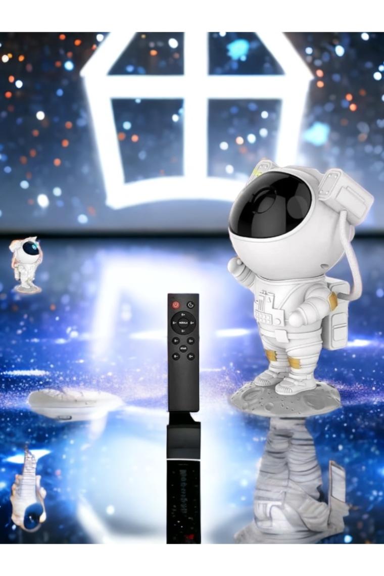 Renkli Astronot Galaksi Projektör Kumandalı Gece Lambası Yıldız ve Samanyolu Projeksiyonu