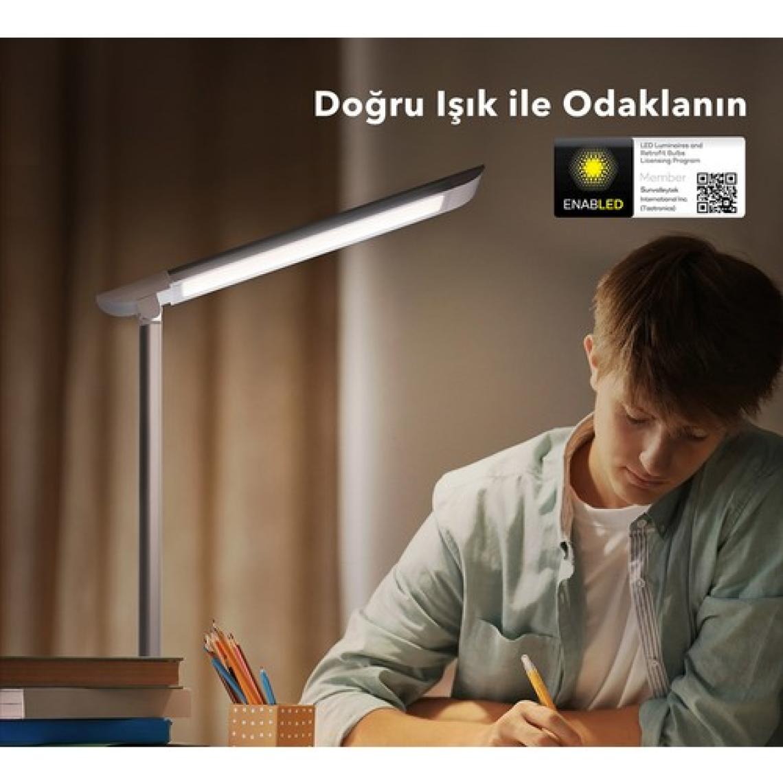 TaoTronics TT-DL13 USB Şarj Portlu 12W LED Masa Lambası Philips EnabLED Programı Üyesi Beyaz (5 Renk, 7 Kısıklık Dokunmatik Ayarlı)