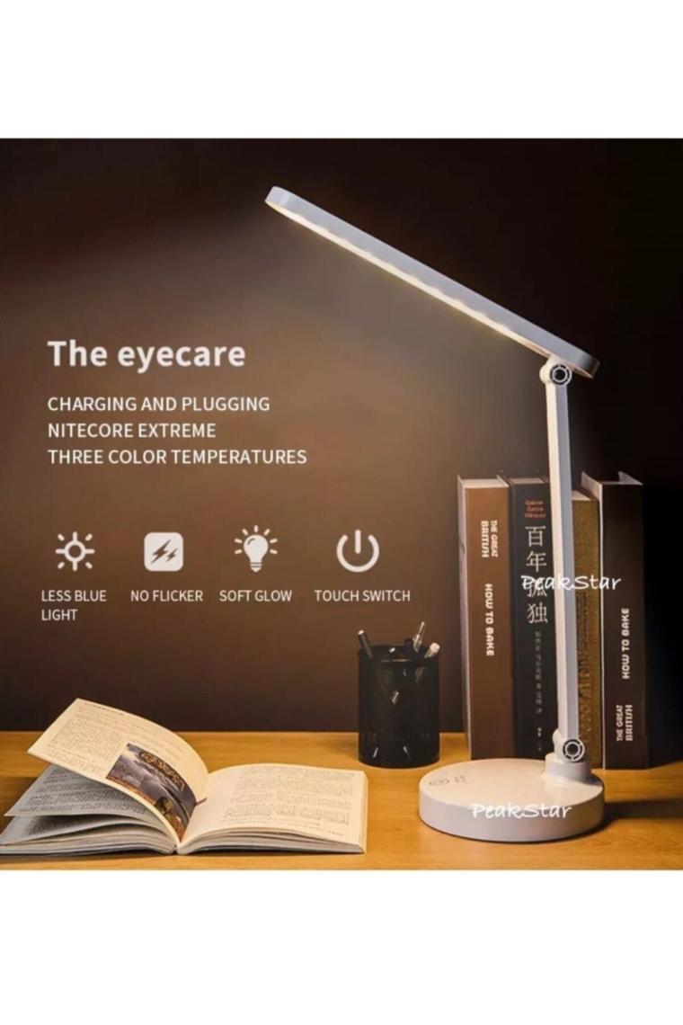 Populermarketim - Şarjlı 40 LED Çalışma Okuma Işığı Kademeli Masa Lambası Ayarlanabilir Renk Tonu ve Parlaklık PS-1912