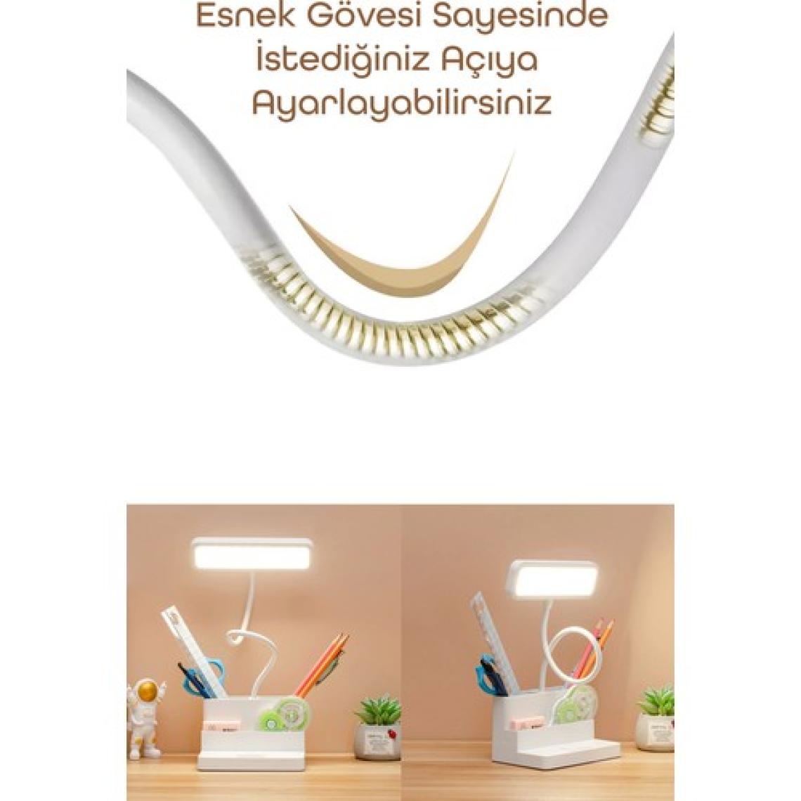 Telvesse Şarjlı Masa Lambası Dokunmatik Sıcak Renk Ayarlı Telefon Standlı Dimmer Çalışma Okuma Işığı Q108