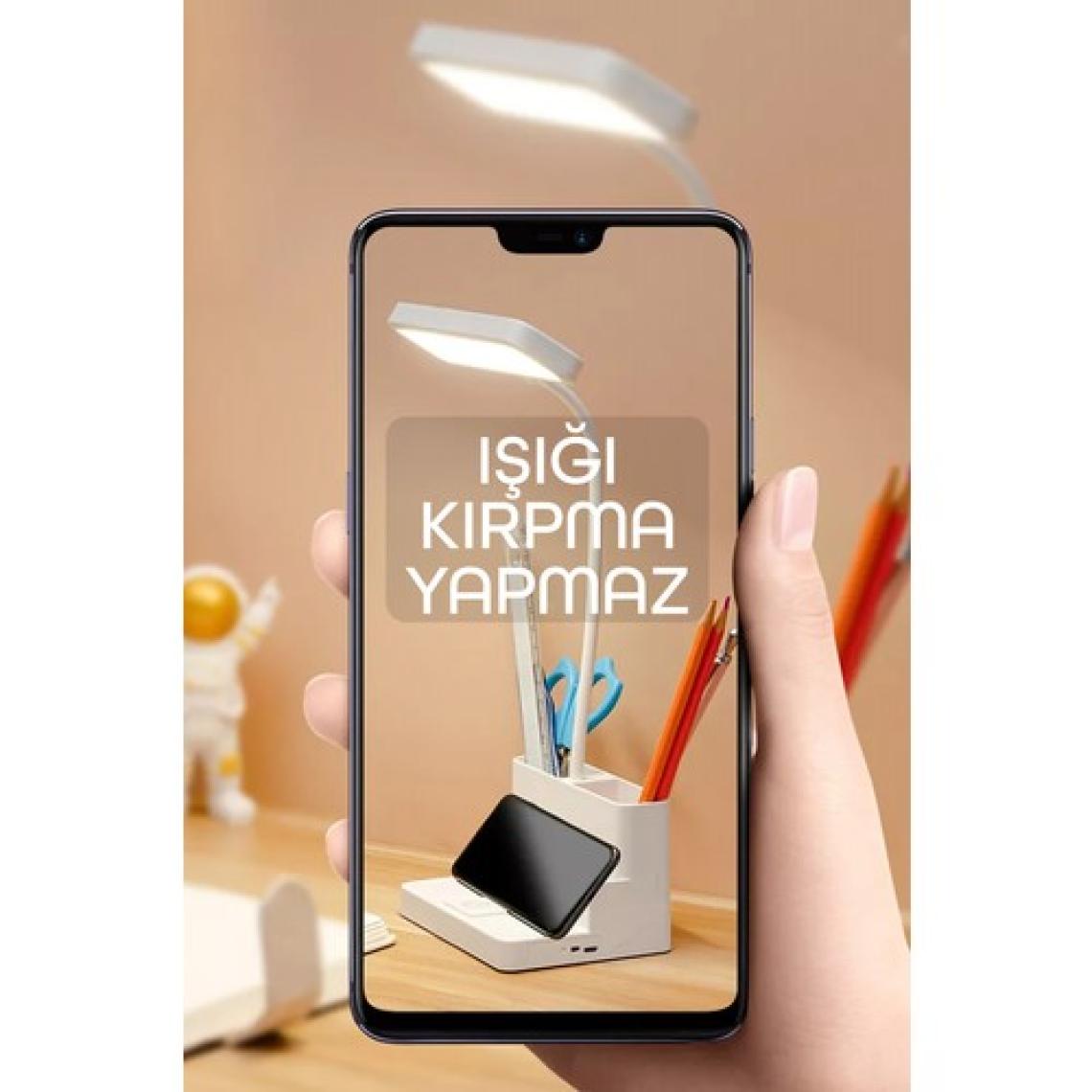 Telvesse Şarjlı Masa Lambası Dokunmatik Sıcak Renk Ayarlı Telefon Standlı Dimmer Çalışma Okuma Işığı Q108