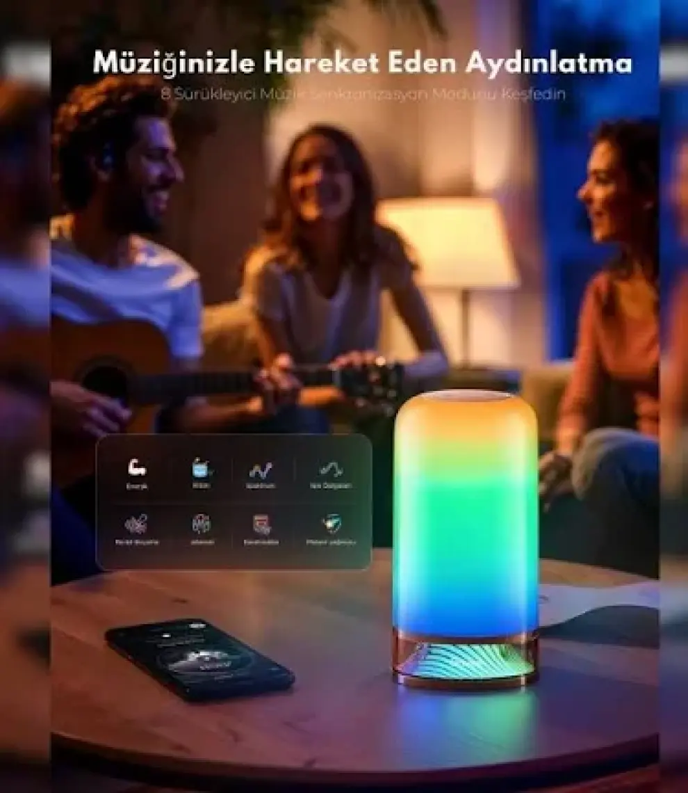 Govee Rgbıcww Silindir Türkçe Mobil Uygulamalı Akıllı Masa Lambası 2