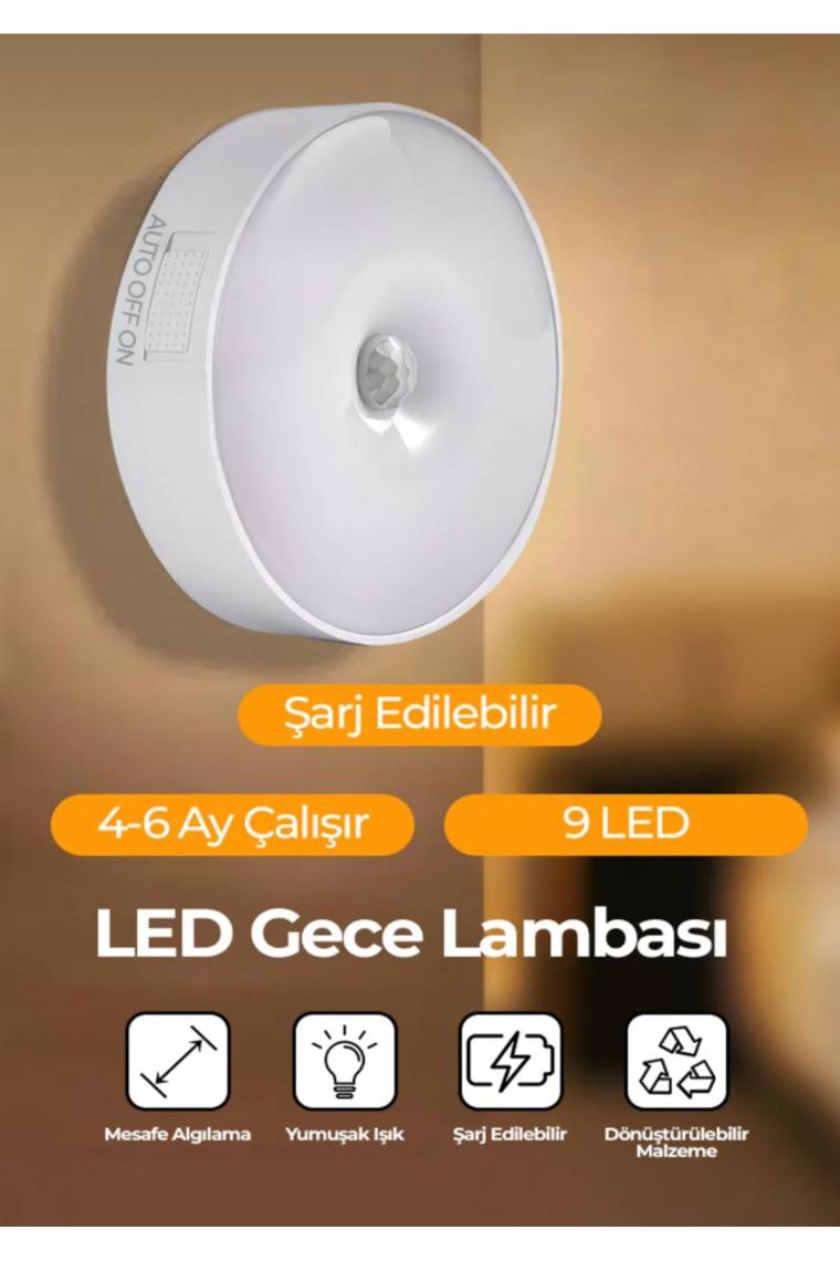 Hareket Sensörlü Beyaz LED Lamba, Enerji Tasarruflu ve Pratik Kullanım