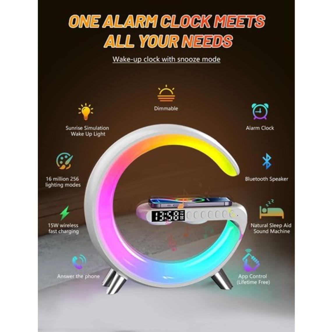 Airstorr Akıllı Masa Lambası Kablosuz Şarj Lambası Bluetooth Hoparlör Müzik Kısılabilir Gece Lambası