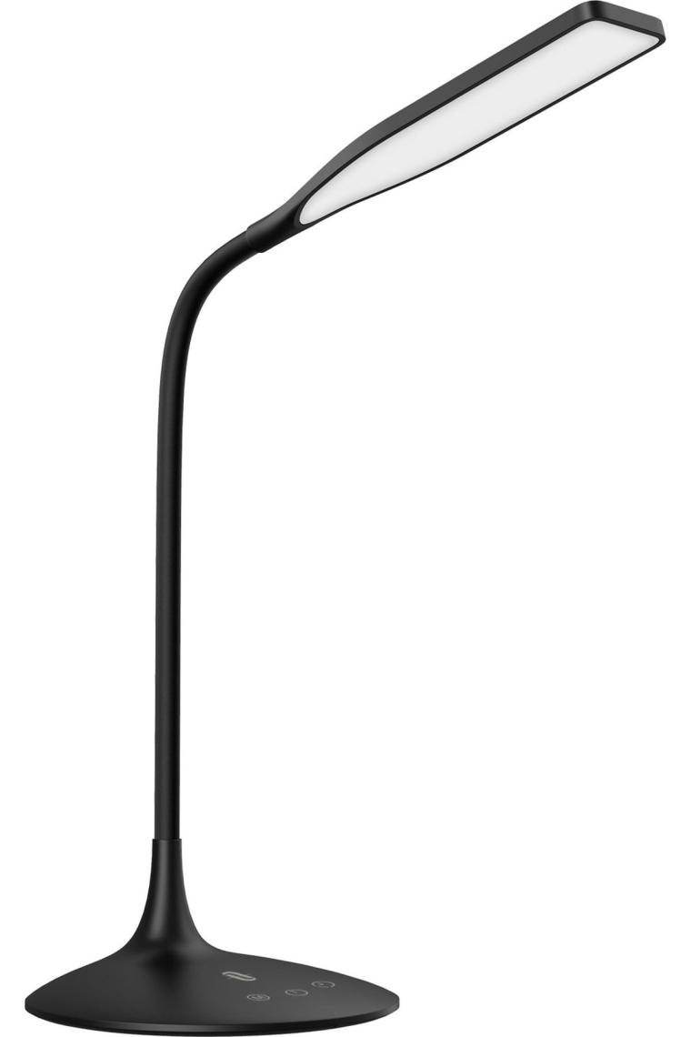 Tt-dl1004 Esnek Boyunlu, Parlaklık Ayarlı, 3 Renk Işıklı Led Masa Lambası Siyah