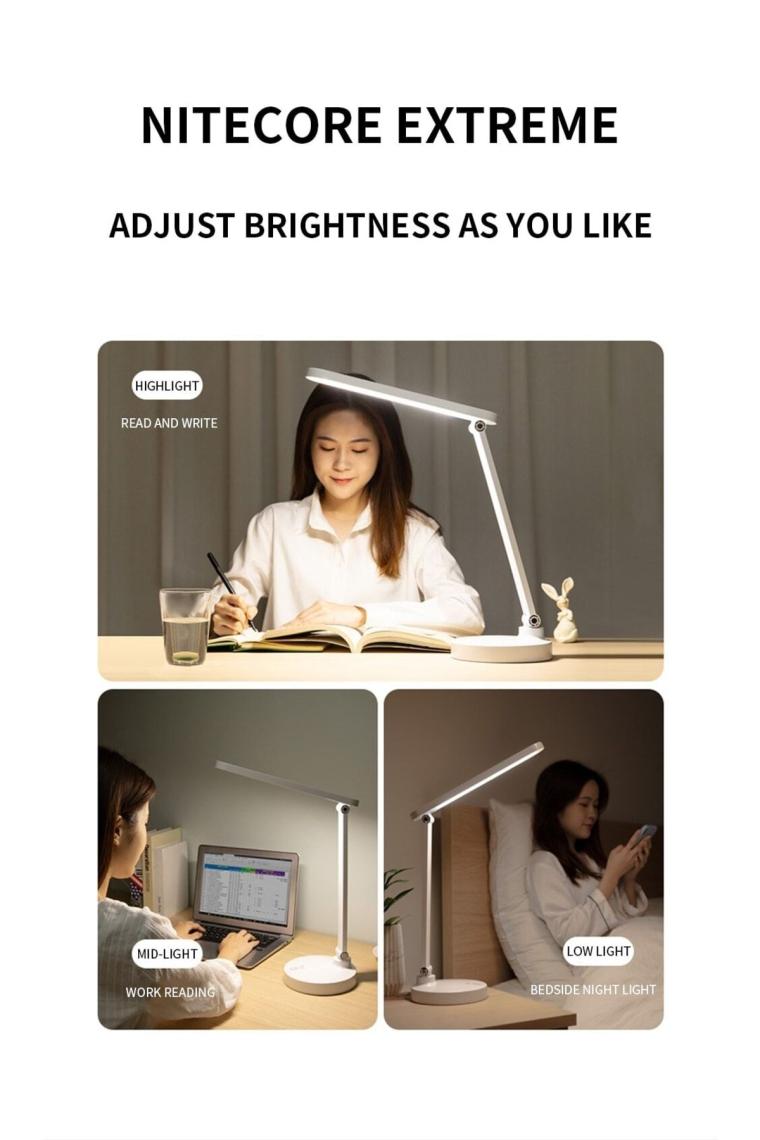 Populermarketim - Şarjlı 40 LED Çalışma Okuma Işığı Kademeli Masa Lambası Ayarlanabilir Renk Tonu ve Parlaklık PS-1912