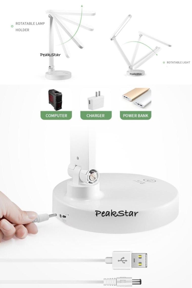 Populermarketim - Şarjlı 40 LED Çalışma Okuma Işığı Kademeli Masa Lambası Ayarlanabilir Renk Tonu ve Parlaklık PS-1912