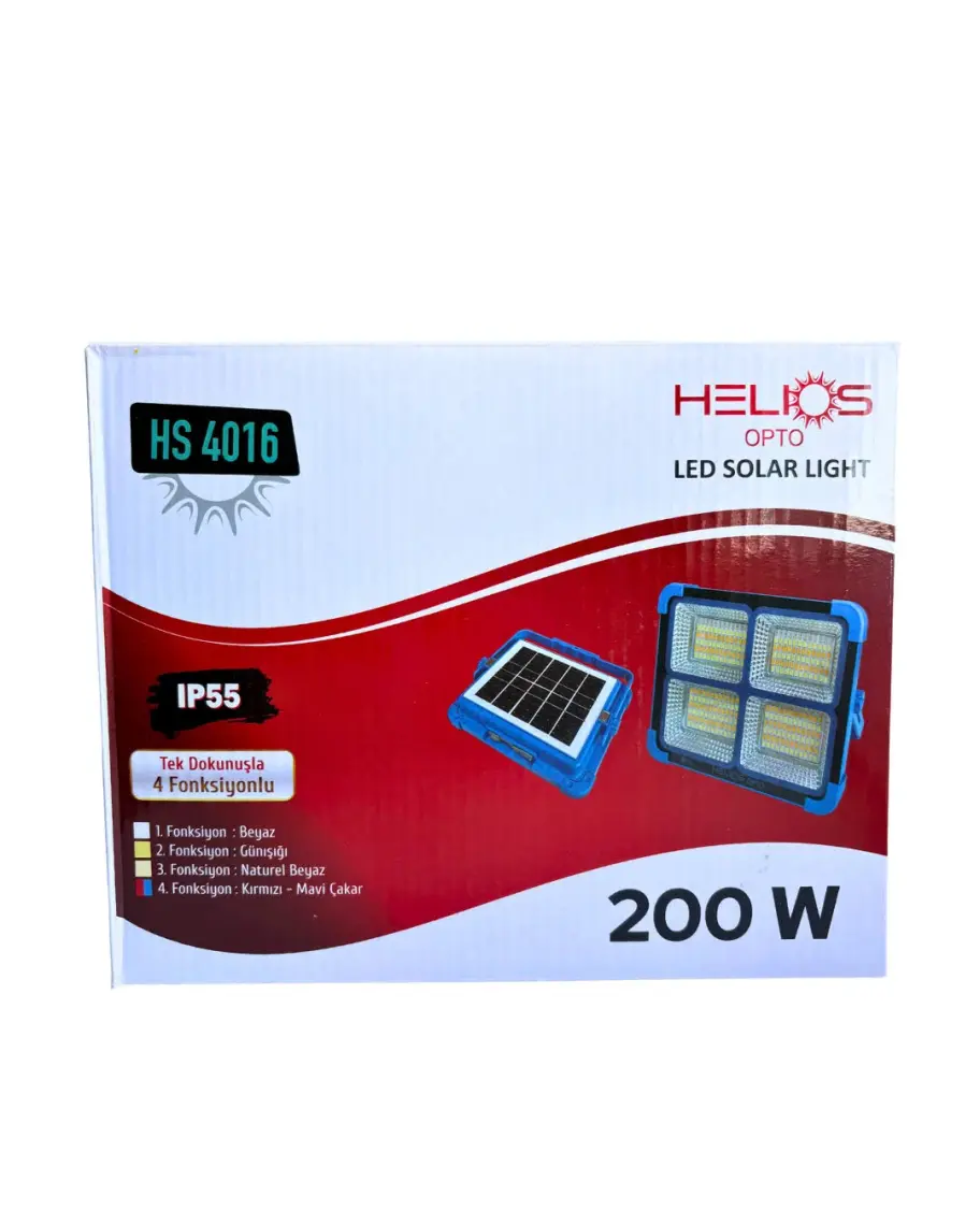 Helios Opto 200 W Solar Şarjlı Smd Projektör 4 Fonksiyonlu Hs 4016
