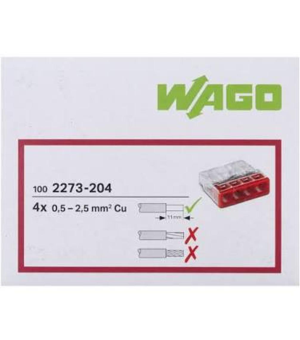Wago  4X2,5 Mm² Buat Klemensi 2273-204 (100 Ad'Lik Kutu)