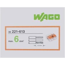 Wago 221-613 3'lü Yaylı Tırnaklı Klemens 6mm (1 Adet)