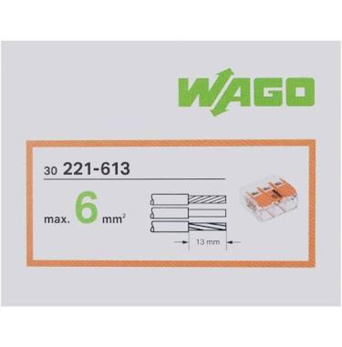 Wago 221-613 3'lü Yaylı Tırnaklı Klemens 6mm (1 Adet)