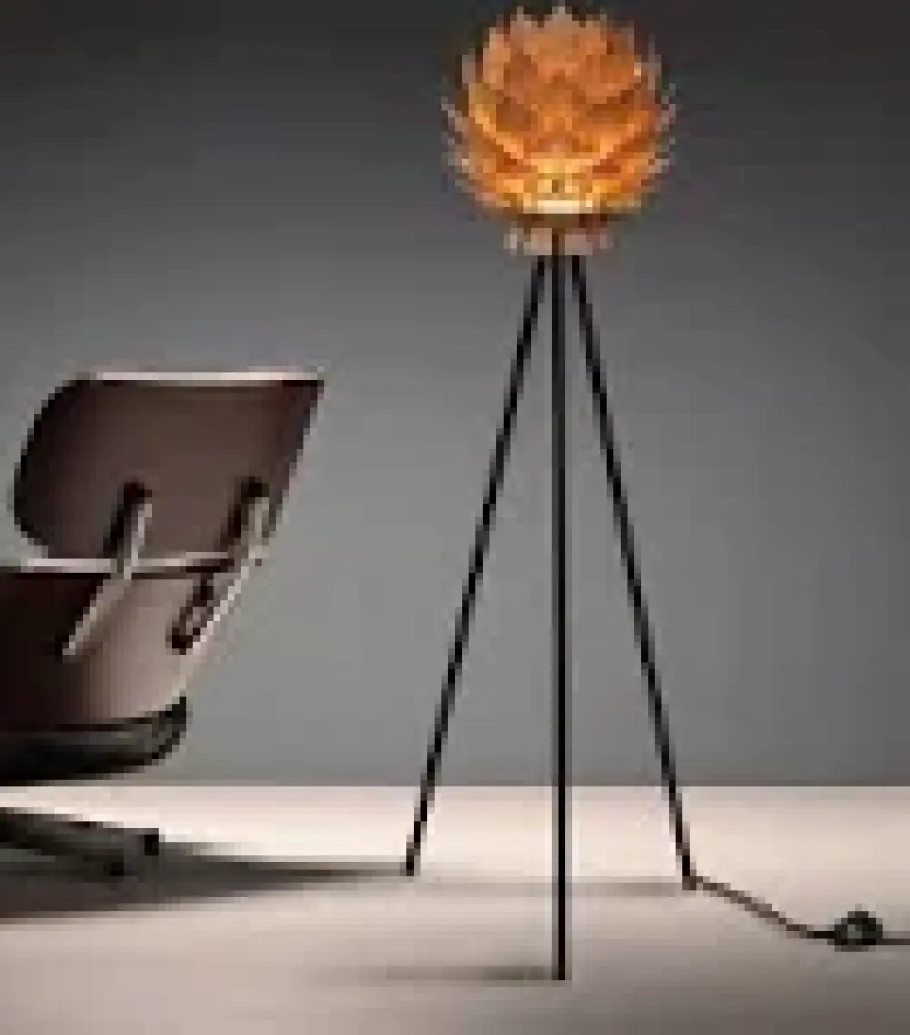 Design Otto Lotus Metal Ayaklı Yerpuar Anahtarlı Ahşap Modern Tripod Üç Ayaklı Lambader Aydınlatma