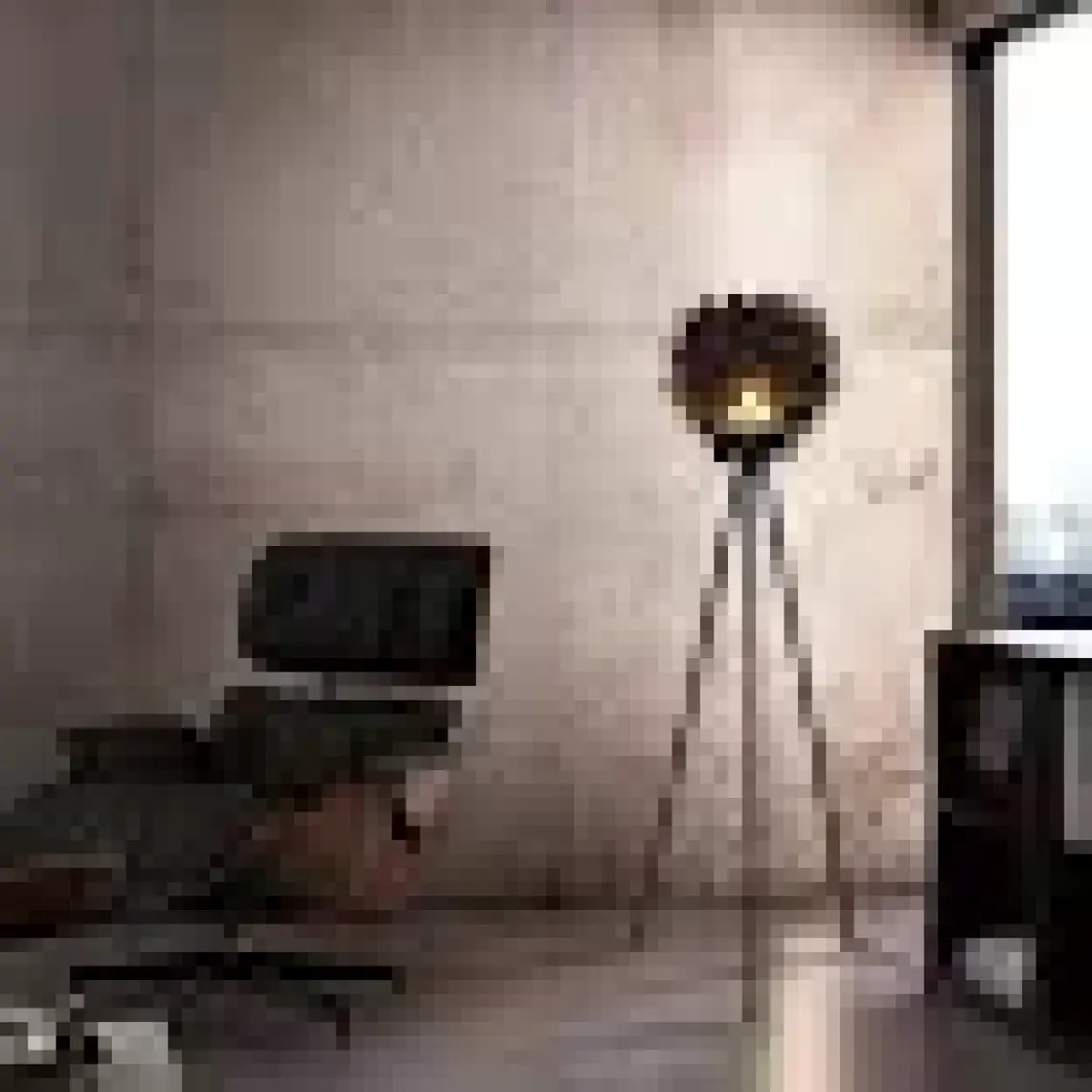 Design Otto Lotus Metal Ayaklı Yerpuar Anahtarlı Ahşap Modern Tripod Üç Ayaklı Lambader Aydınlatma