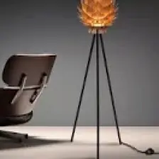 Design Otto Lotus Metal Ayaklı Yerpuar Anahtarlı Ahşap Modern Tripod Üç Ayaklı Lambader Aydınlatma