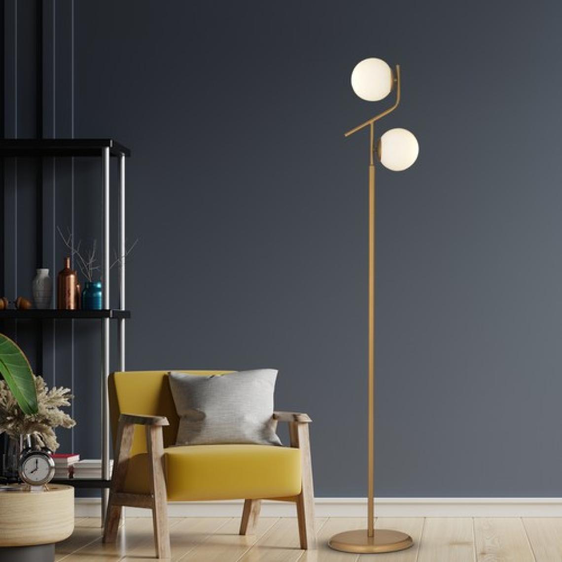 Apliqa Velar Eskitme Beyaz Camlı Modern Tasarım Metal Lambader