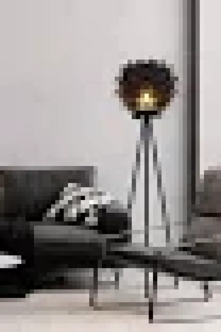 Design Otto Lotus Metal Ayaklı Yerpuar Anahtarlı Ahşap Modern Tripod Üç Ayaklı Lambader Aydınlatma