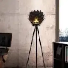 Design Otto Lotus Metal Ayaklı Yerpuar Anahtarlı Ahşap Modern Tripod Üç Ayaklı Lambader Aydınlatma