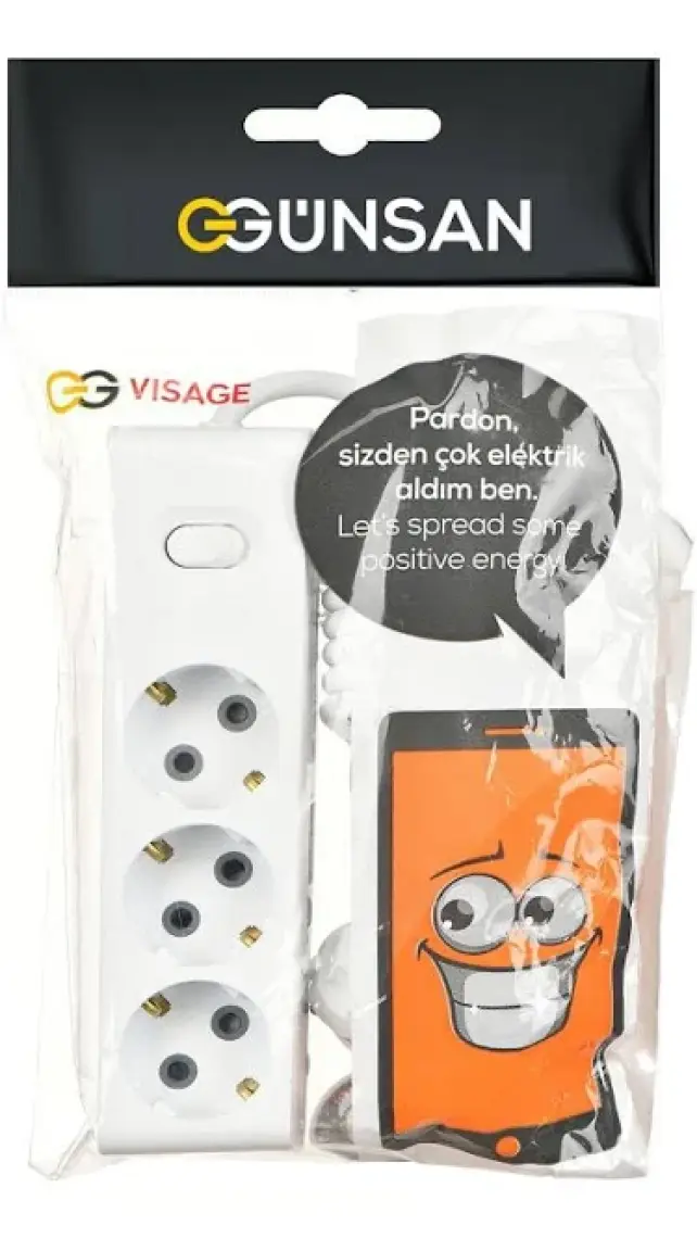 Visage Üçlü Çocuk Korumalı Topraklı Anahtarlı Priz 2 mt