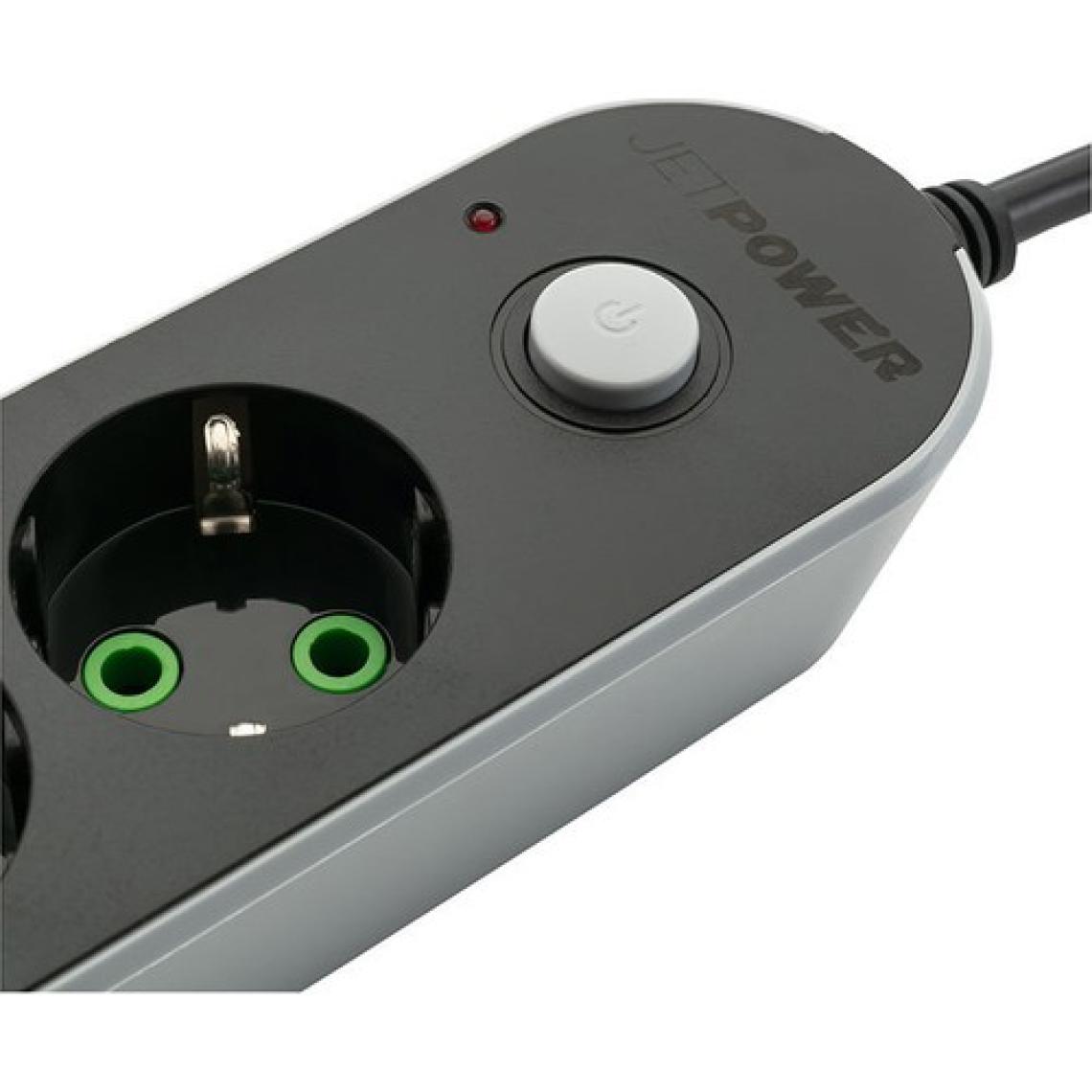 MF Product Jettpower 0366 Akım Korumalı 3 USB'li 3'lü Grup Priz 2 m Uzatma Kablosu Siyah