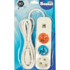Elbi Myra 3'lü USB Şarj Destekli Topraklı Grup Priz 2 mt Kablolu