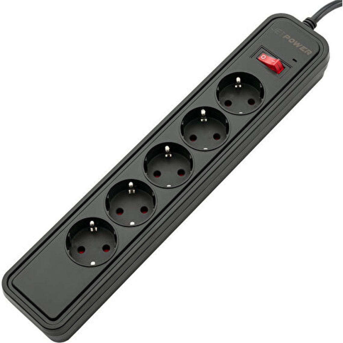 MF Product Jettpower 0367 Akım Korumalı 5'li Grup Priz 1.8 m Uzatma Kablosu Siyah