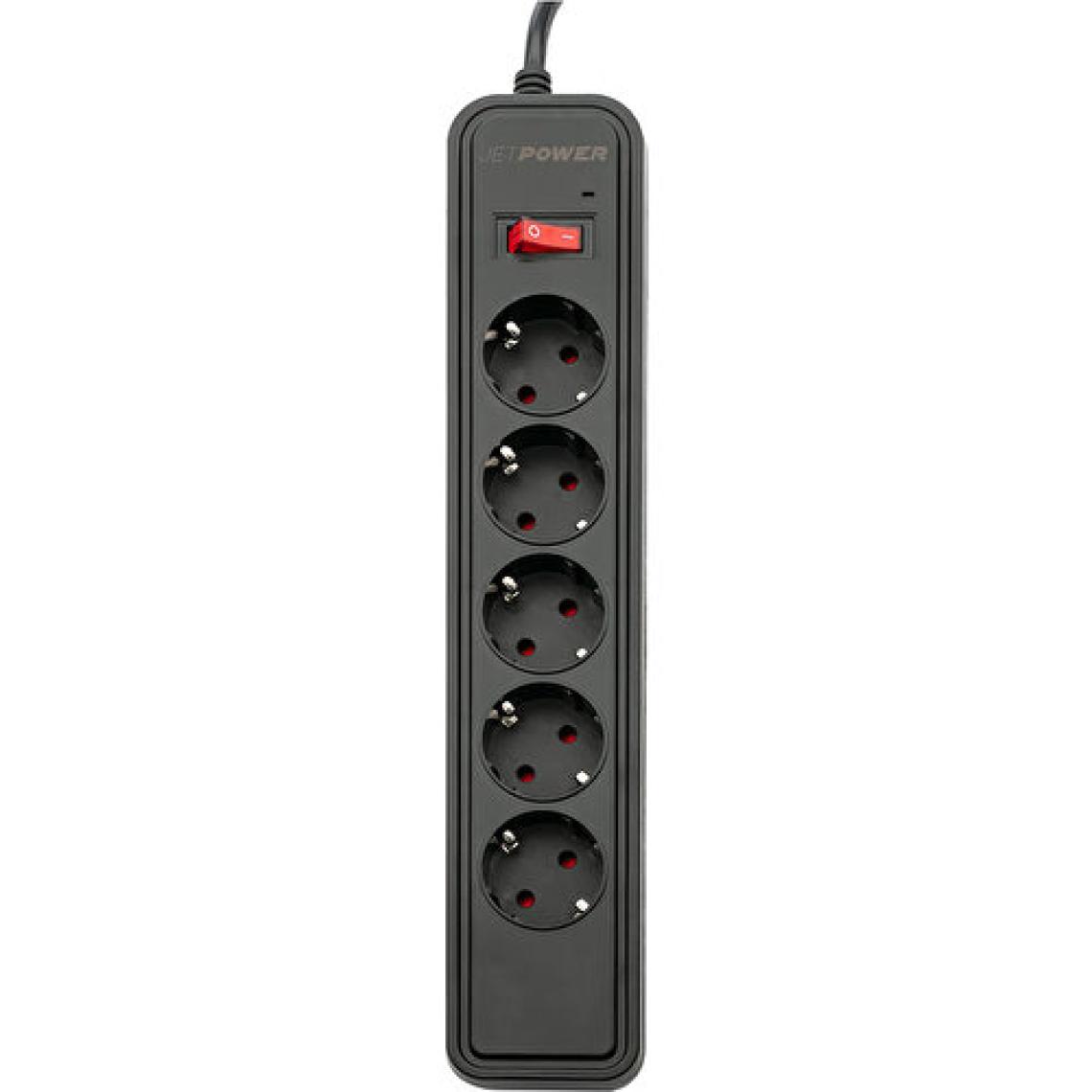 MF Product Jettpower 0367 Akım Korumalı 5'li Grup Priz 1.8 m Uzatma Kablosu Siyah