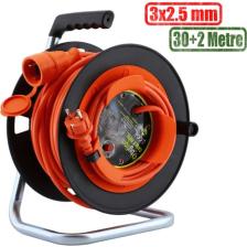 Bylion Makaralı Seyyar Kablo Uzatma Kablosu 3x2.5 mm Ttr Kablo 30+2 Metre