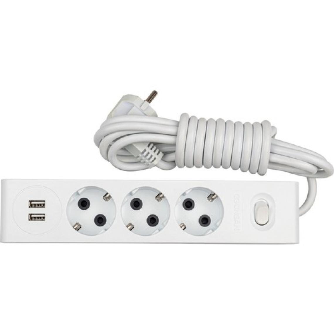 Visage 2 USB Çıkışlı 3 lü Grup Priz Topraklı Anahtarlı 3 mt