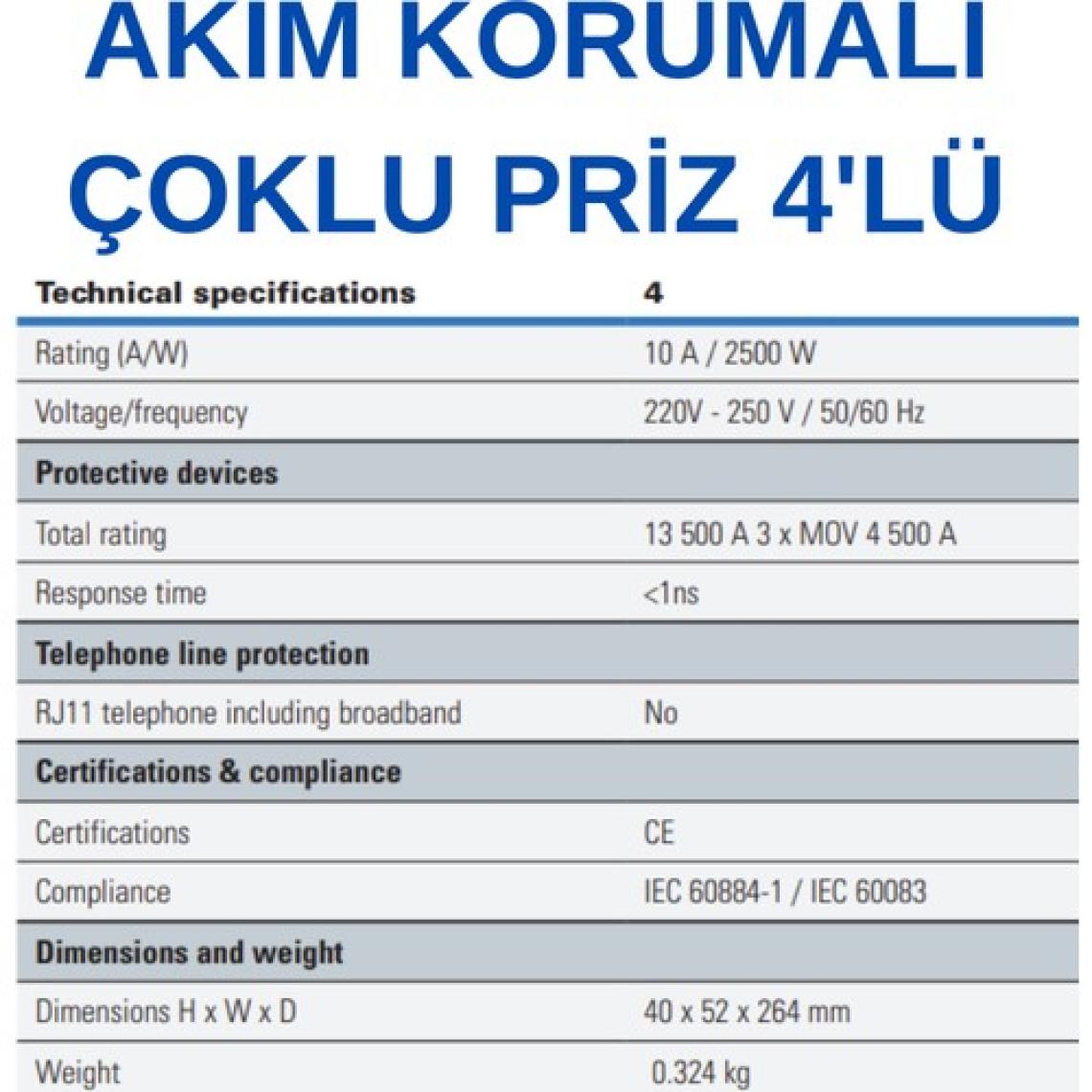 Eaton Akım Korumalı Priz (4'lü Schuko) 
Eaton Protection Strip 4 DIN - PS4D