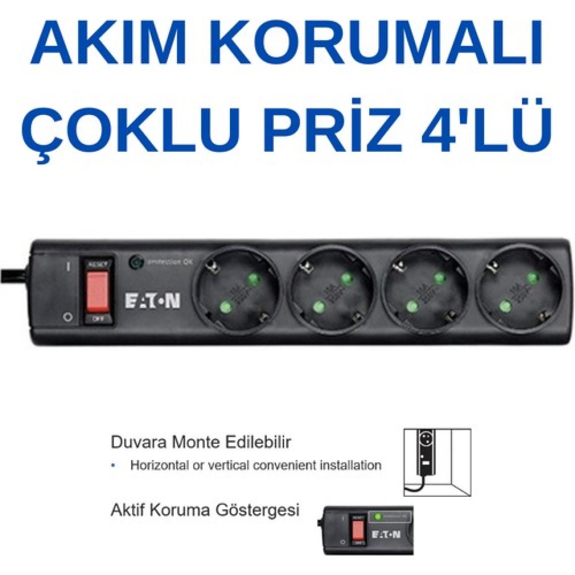 Eaton Akım Korumalı Priz (4'lü Schuko) 
Eaton Protection Strip 4 DIN - PS4D