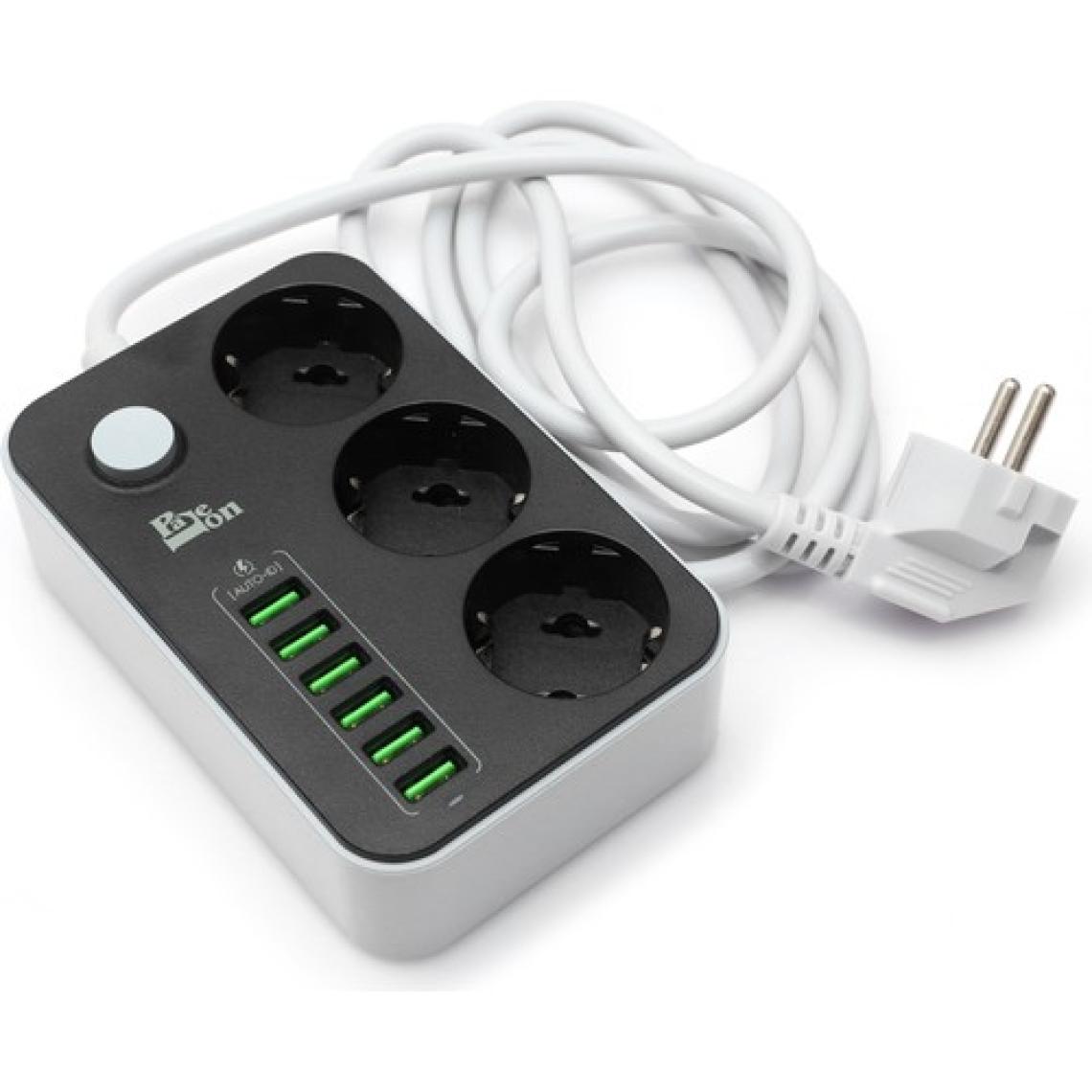 Paleon 5V 3.4A 6 USB Bağlantı Noktası 3'lü Uzatma Akım Korumalı Priz