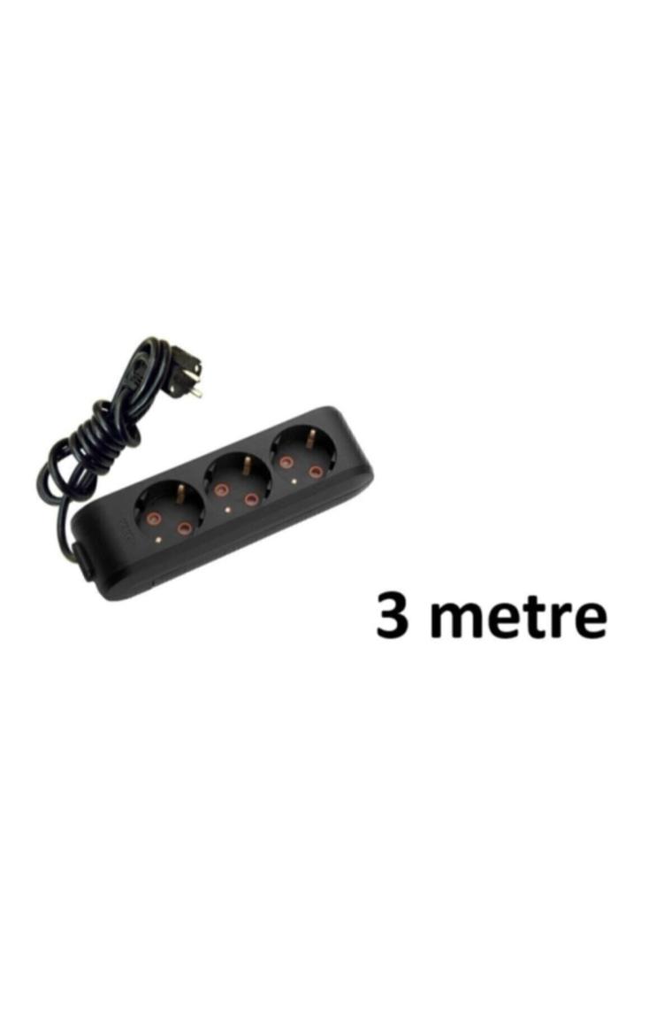 Viko Multi-Let Siyah Üçlü Priz Topraklı Kablolu Çocuk Korumalı 3 Metre-Siyah 90133303