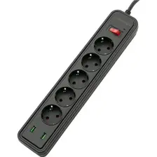 MF Product Jettpower 0368 Akım Korumalı 2 USB'li 5'li Grup Priz 1.8 m Uzatma Kablosu Siyah