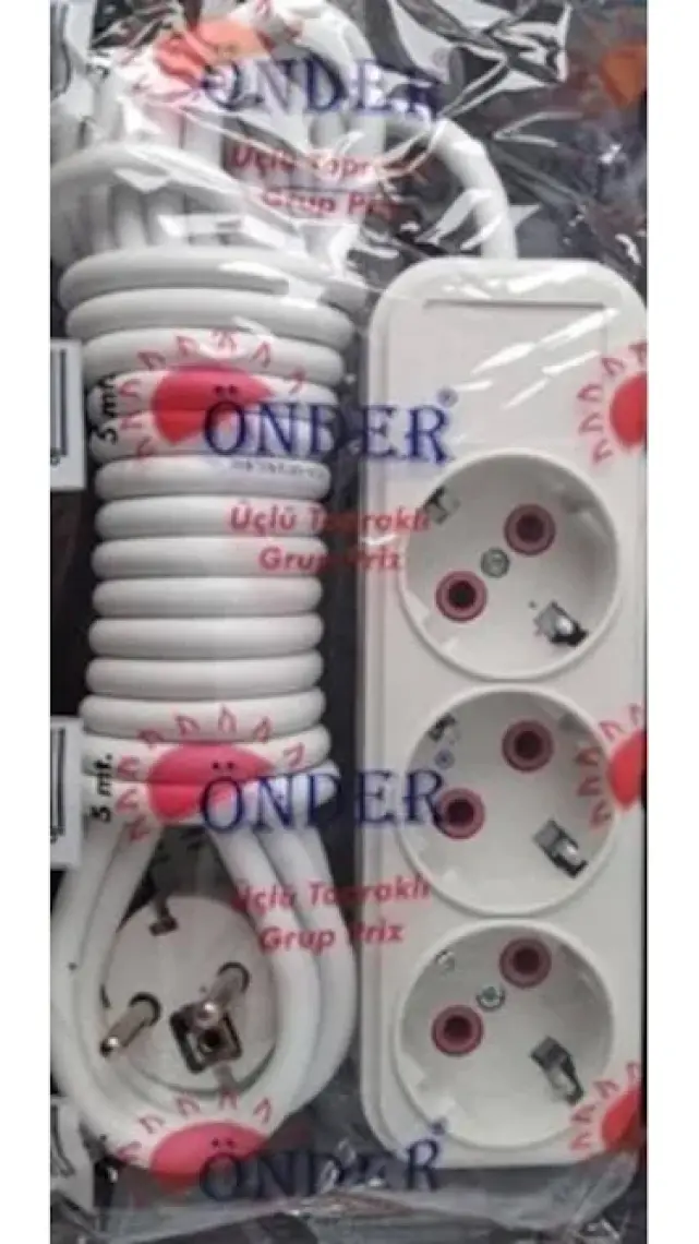 Önder Anahtarlı 3'lü Grup Priz 5 Metre Topraklı