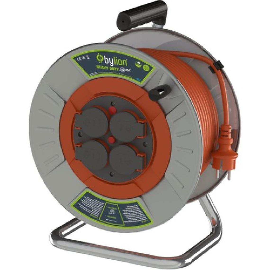 Bylion Metal Makaralı Seyyar Uzatma  Kablosu 3*2.5 Mm² 50 Mt. Işıklı- IP44