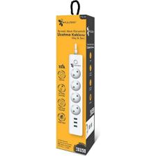 Fulltech Termal Akım Korumalı Isıya Karşı Dayanıklı 4'lü Priz Kablo Uzunluğu 2 mt 3xUSB Ftr-06 323034