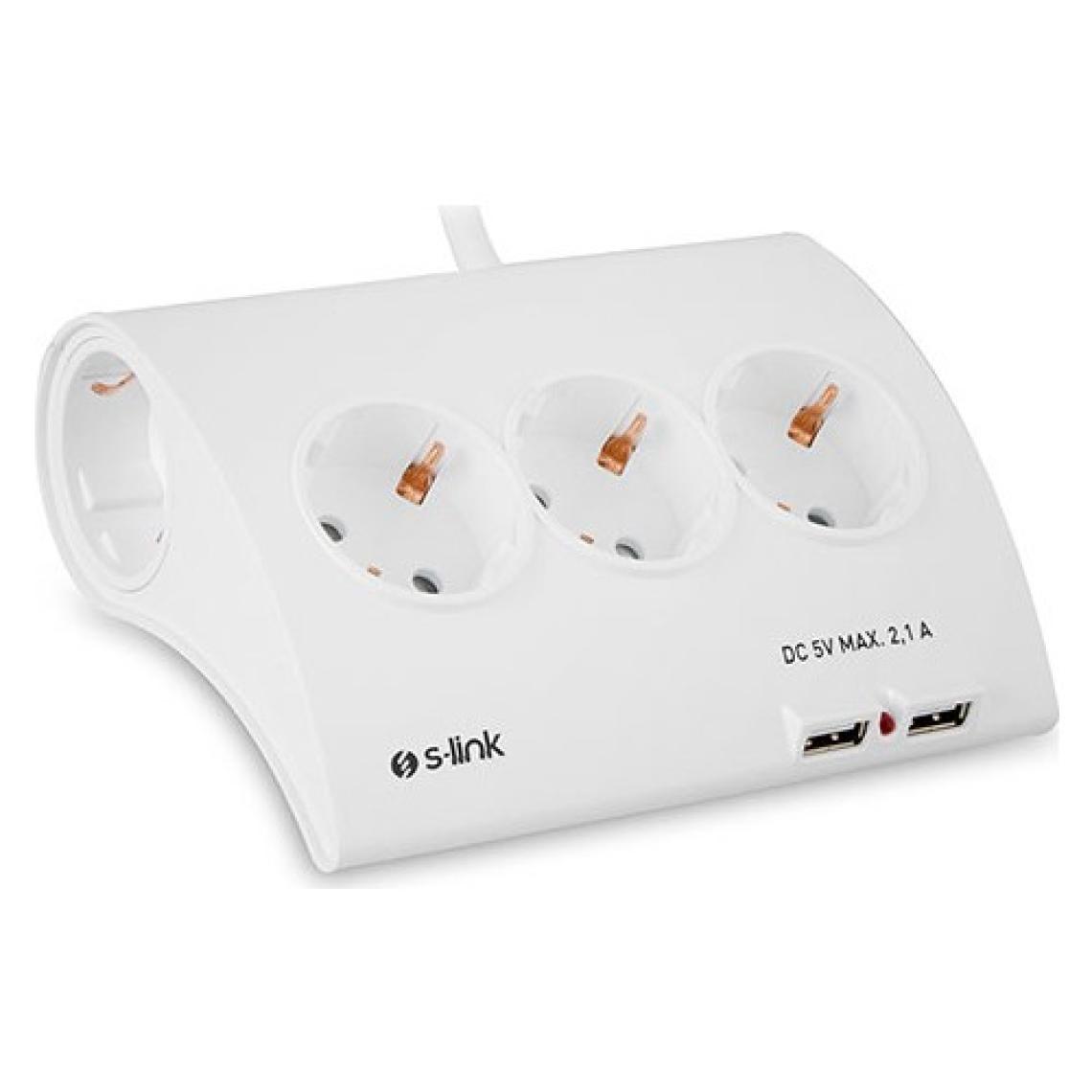 S-link SPG9-5-15 Akım Koruma ve 2 Adet 2.1A Usb Şarj Soketli Beşli Masaüstü Grup Priz