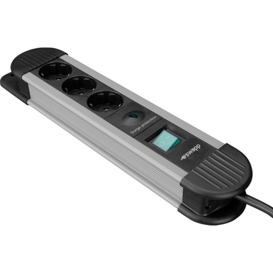 S-Link Swapp Spgks03 1.5M 3G1.5Mm2 900 Joule 3Lü Akım Kor. Gri Priz Çoklayıcı