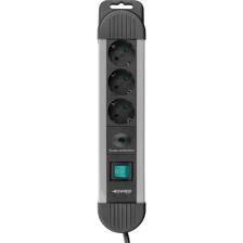S-Link Swapp Spgks03 1.5M 3G1.5Mm2 900 Joule 3Lü Akım Kor. Gri Priz Çoklayıcı
